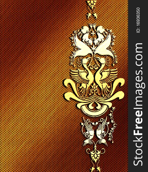 Gold metal plate with ornament