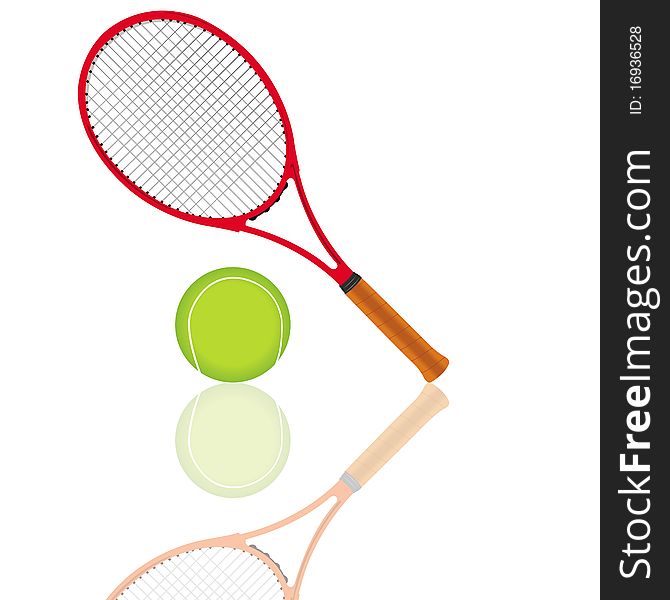 This image represents a tennis background concept card with tennis ball and a tennis racket. This image represents a tennis background concept card with tennis ball and a tennis racket