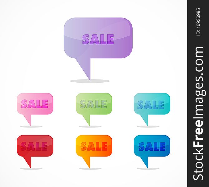 Illustration of set of colorful sale icons