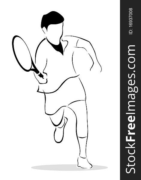 Illustration of sketch of tennis player on isolated background