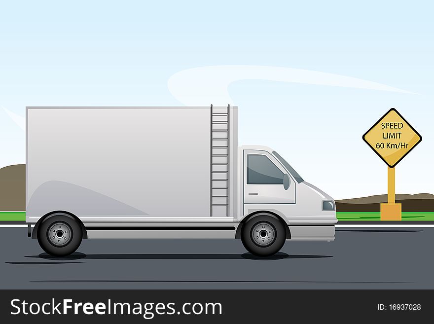 Illustration of truck on road