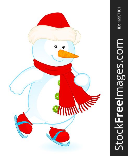 Cartoon little cute snowman