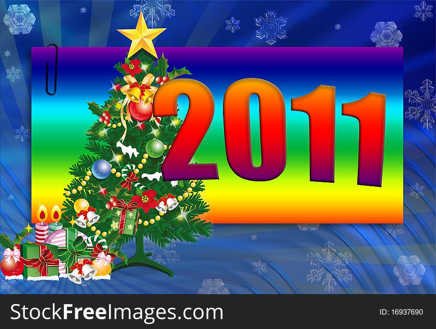 2011 in a colourful framework on a bright background. 2011 in a colourful framework on a bright background