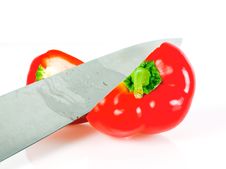 Paprika With Knife Royalty Free Stock Photography Paprika With Knife Royalty Free Stock Photography
