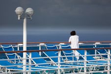 Woman On A Cruise Ship Deck Royalty Free Stock Images Woman On A Cruise Ship Deck Royalty Free Stock Images