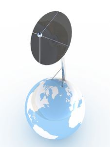 Satellite Dish On The Planet Earth Stock Images