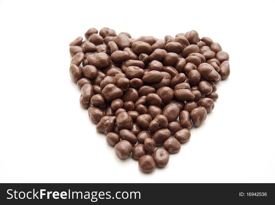 Love heart from raisins chocolate