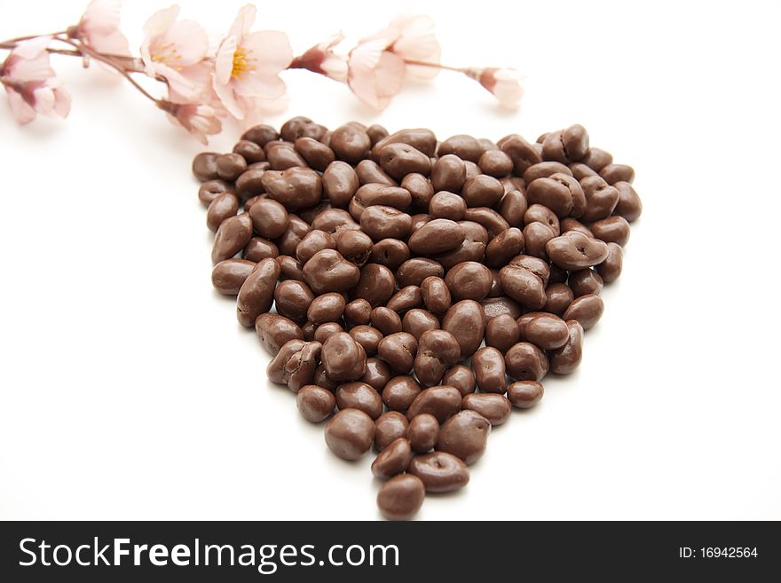 Love heart from raisins chocolate. Love heart from raisins chocolate