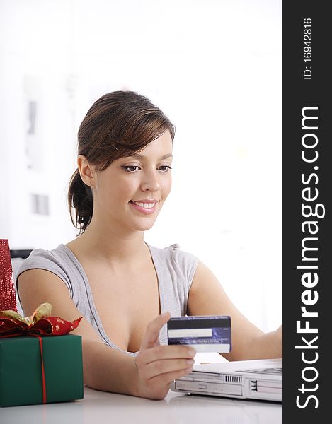 Young woman in shopping on-line