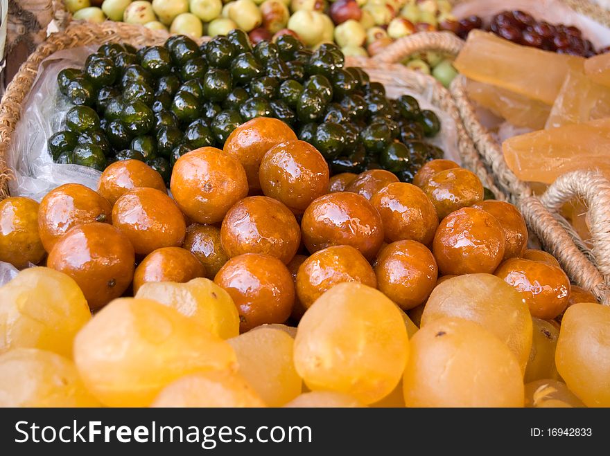 Dry fruits on the market in Portugal