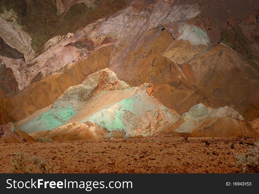 Artist Pallette in Death Valley, Califorina. Different colors from minerals in the mountain. Beautiful celebration of creation. Artist Pallette in Death Valley, Califorina. Different colors from minerals in the mountain. Beautiful celebration of creation.