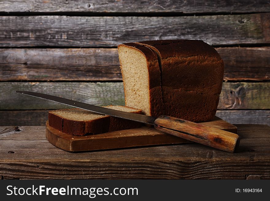 Rye bread on a cutting board. Still Life.