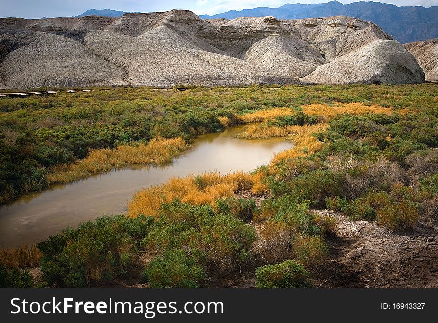 Beautiful Salt Creek in Death Valley with mountains in the background. Beautiful Salt Creek in Death Valley with mountains in the background.