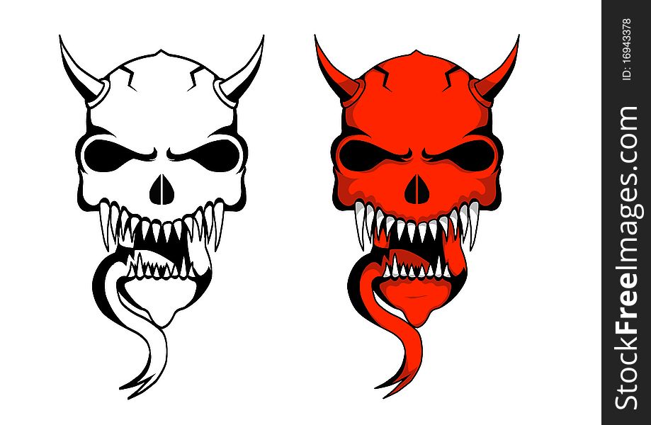 Demon skull design of one in red and one is white.eps(v8). Demon skull design of one in red and one is white.eps(v8)