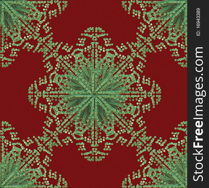 Red Green Snowflake Pattern