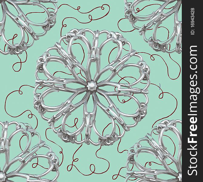 Silver Jade Ornament Repeat Pattern with Ribbon. Silver Jade Ornament Repeat Pattern with Ribbon