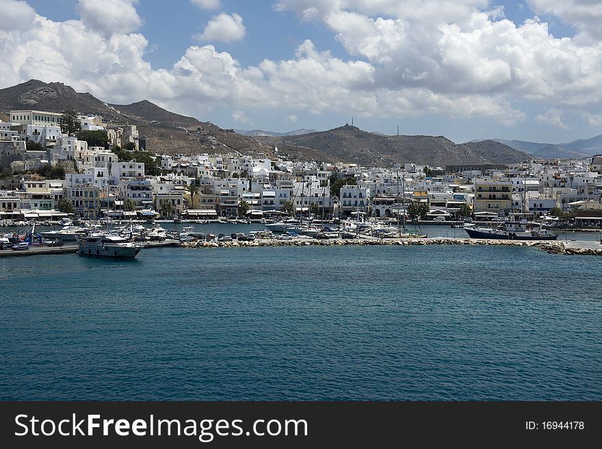 View of the picturesque port of Naoussa on the island of Paros, Greece. View of the picturesque port of Naoussa on the island of Paros, Greece