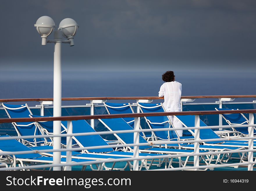 Woman on a cruise ship deck