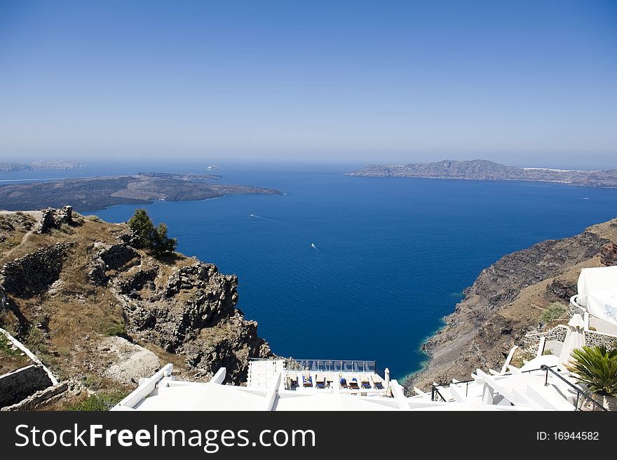 Gorgeous view of romantic Santorini's coast. Greece.