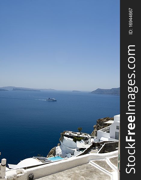 Gorgeous view of romantic Santorini's coast. Greece.