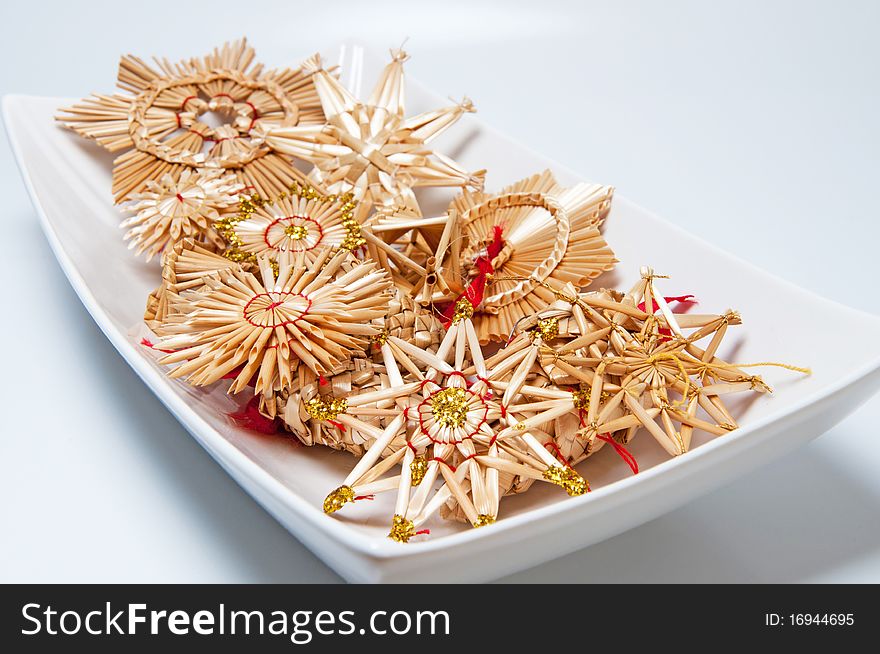 Picture of Christmas straw decoration, horizontal shot.