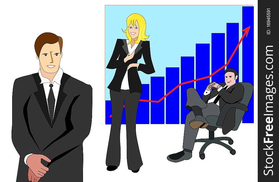 Illustration of business concept of businessmen having relax and smiling for the team work. Illustration of business concept of businessmen having relax and smiling for the team work