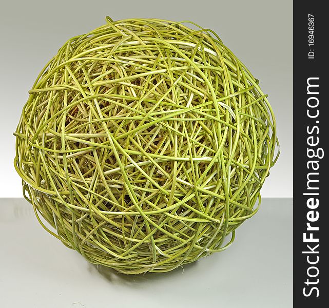 Full-sphere made of willow rods, for interior design