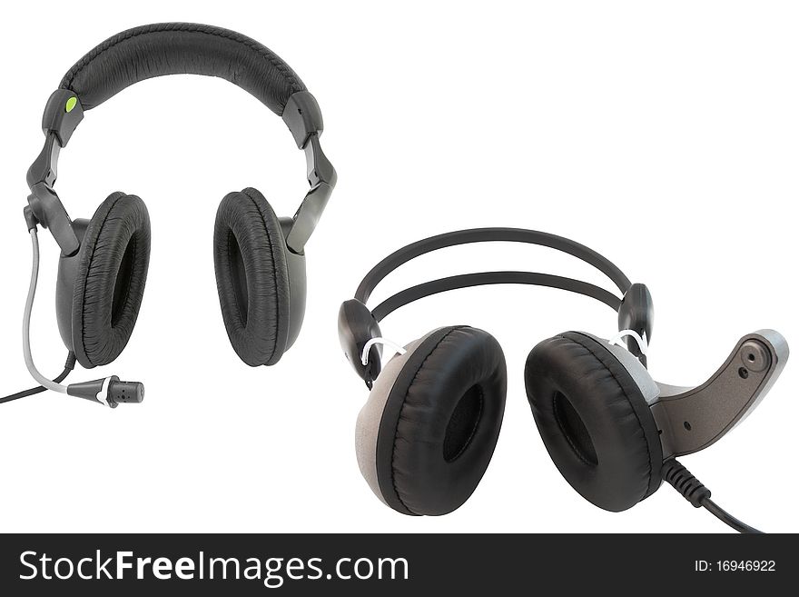 The image of headphones under the white background