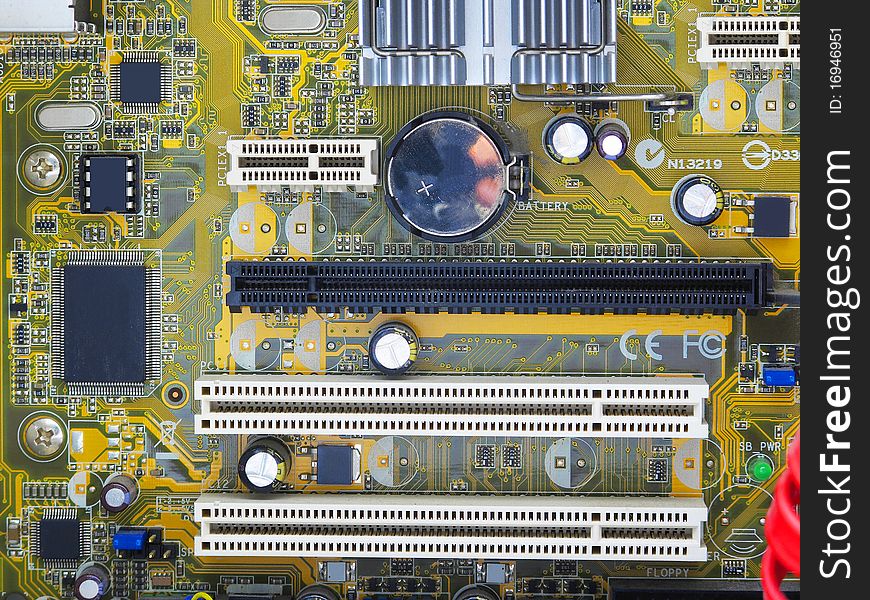The image of circuit board inside of computer
