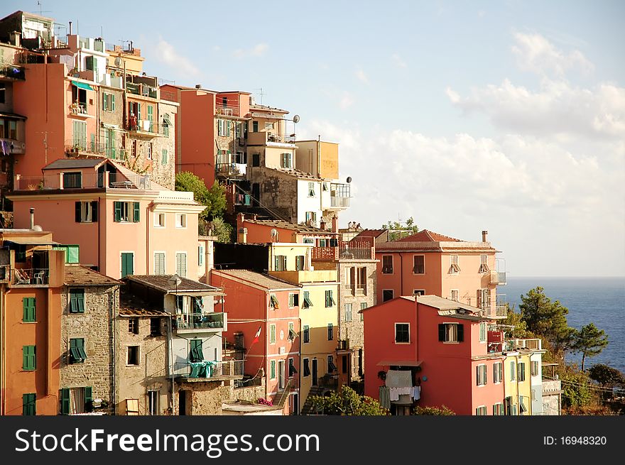 Houses at Corniglia by late afternoon. Houses at Corniglia by late afternoon