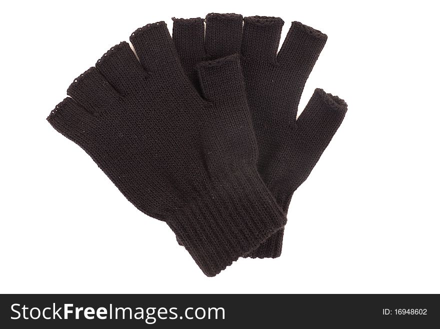 Series. Pair of black knitted gloves