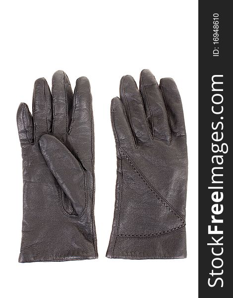 Series. Woman's black leather gloves