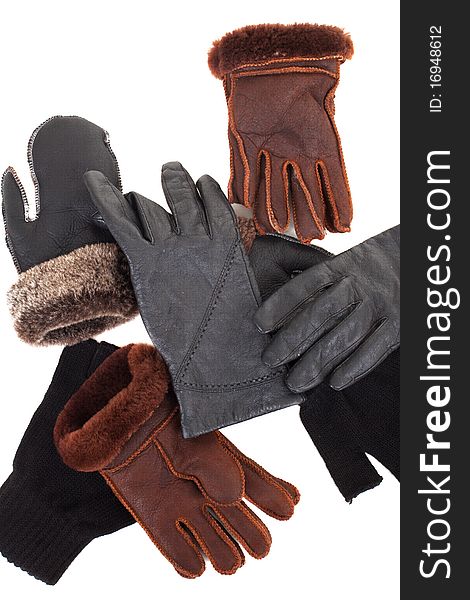 Series. Pair of black knitted gloves