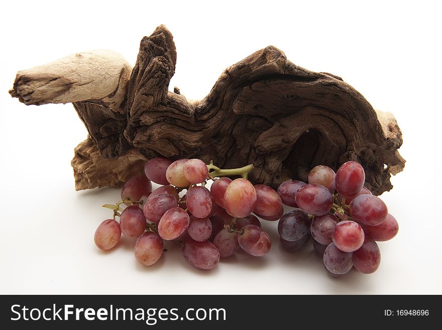 Red grapes with root