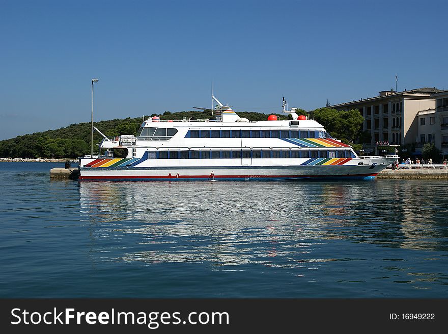 Sea passenger cruise ship in the port city, Croatia