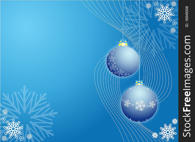 Blue christmas background with snowflakes and christmas balls