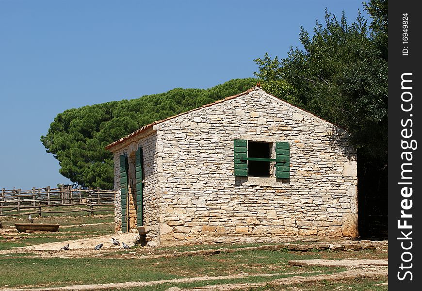 A small stone barn in rural areas