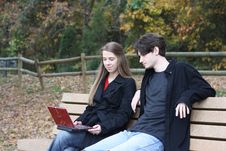 Laptop At The Park Royalty Free Stock Photos Laptop At The Park Royalty Free Stock Photos