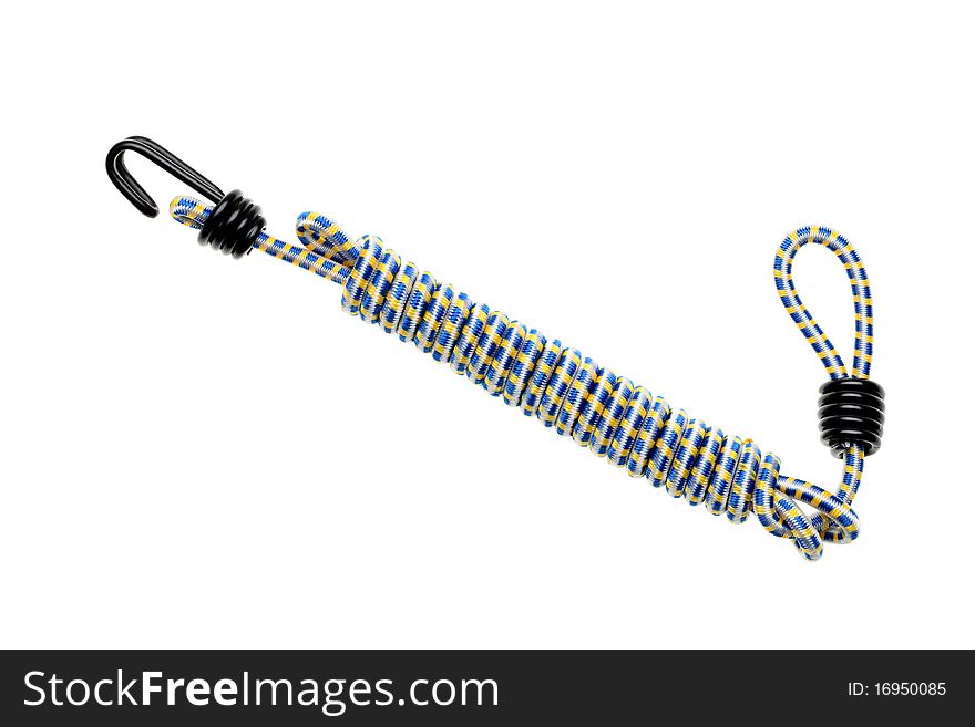 Sretchy bungee cord isolated on white background. Sretchy bungee cord isolated on white background