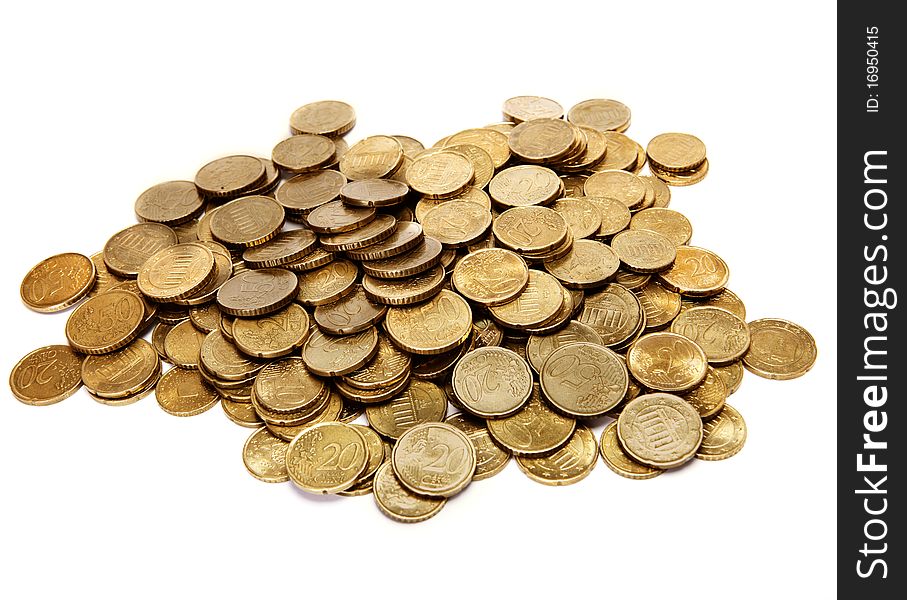 Heap of coins isolated on white background. Heap of coins isolated on white background