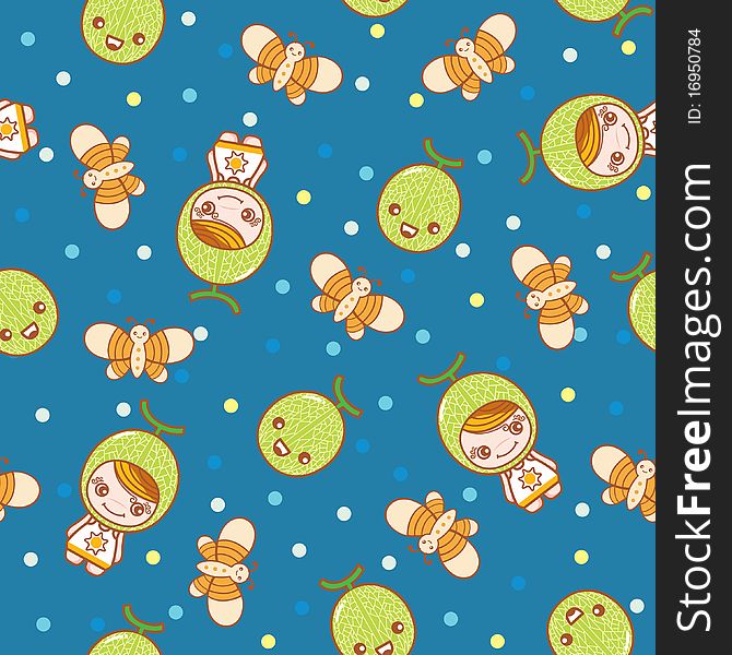 Cute cartoon pattern, made as seamless, easy to repeat. Cute cartoon pattern, made as seamless, easy to repeat.