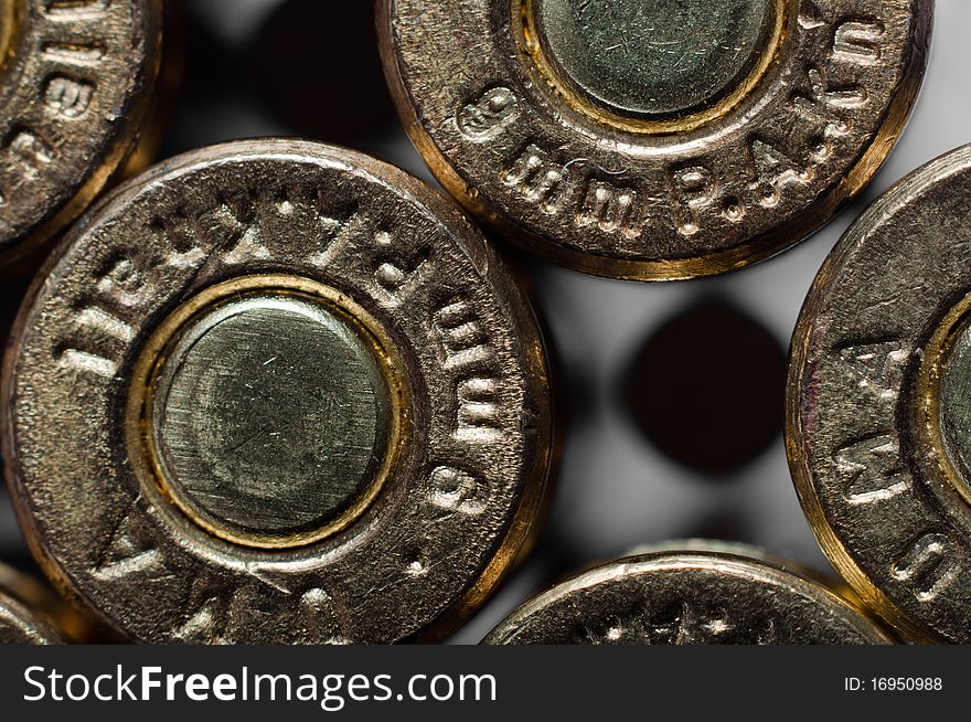Bullets packed in a row with blurry background. Bullets packed in a row with blurry background