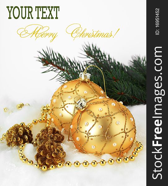 Congratulation with Christmas on a light background. Congratulation with Christmas on a light background