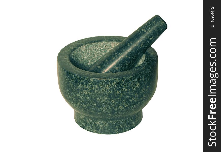 Stone mortar for grinding spices and ingredients.