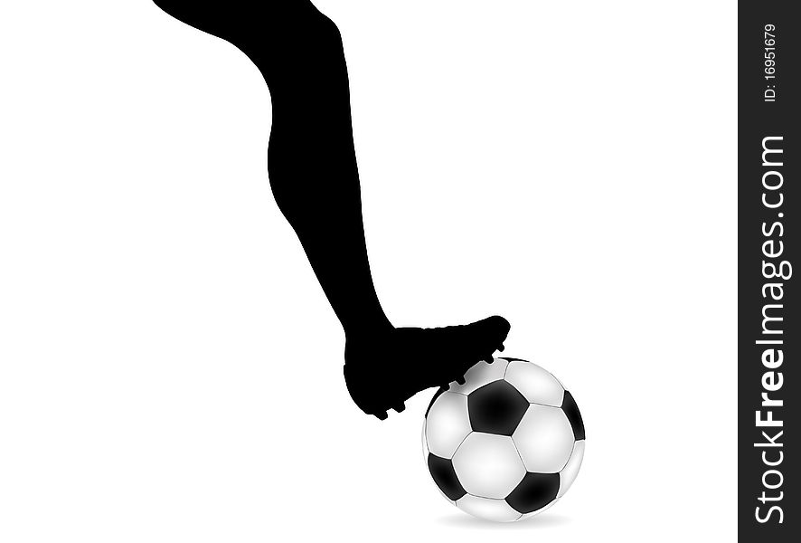 Foot over ball illustration isolated over white