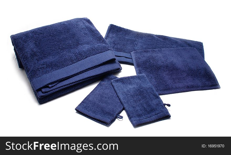 Blue soft terry-clothes bath towels