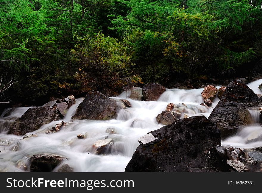 Green waterfalls in Aden of ganzi. Green waterfalls in Aden of ganzi