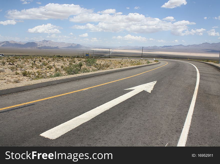 Large arrow road marking in California. Large arrow road marking in California