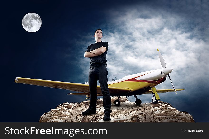 Man and airplane