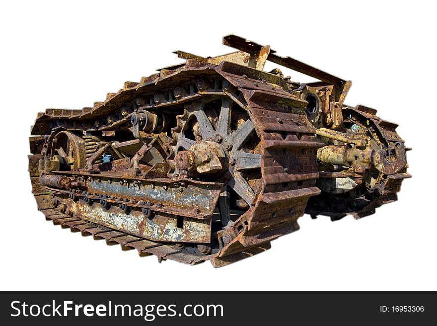 Remains of an ancient Russian armored car isolated on the white